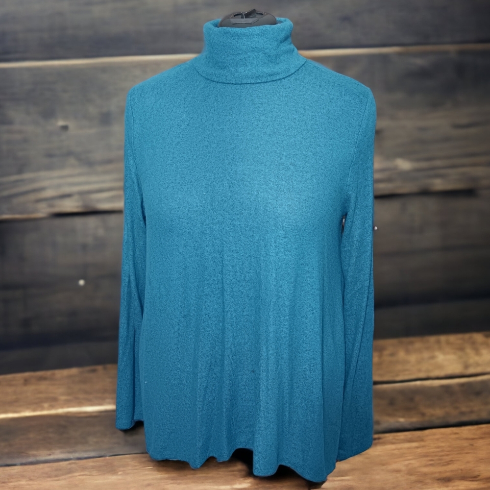 Merona Women's Teal Turtleneck Long Sleeve Knit Top - XXL